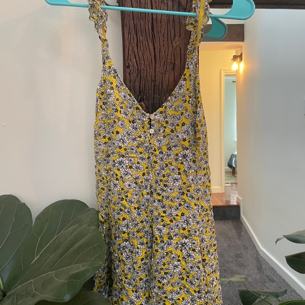 Free People Yellow and Black Floral Top or mini dress